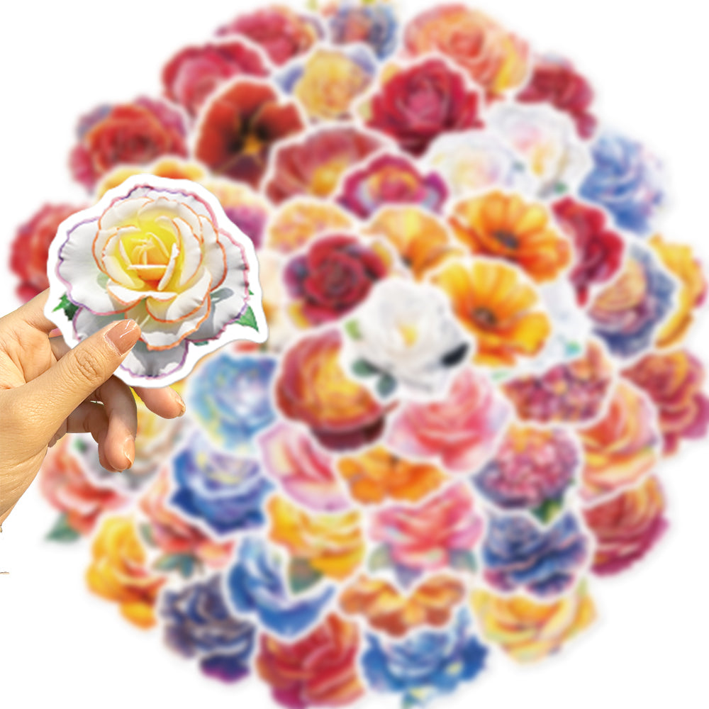 55pcs Plant Creative Flowers Plants Rose Stickers
