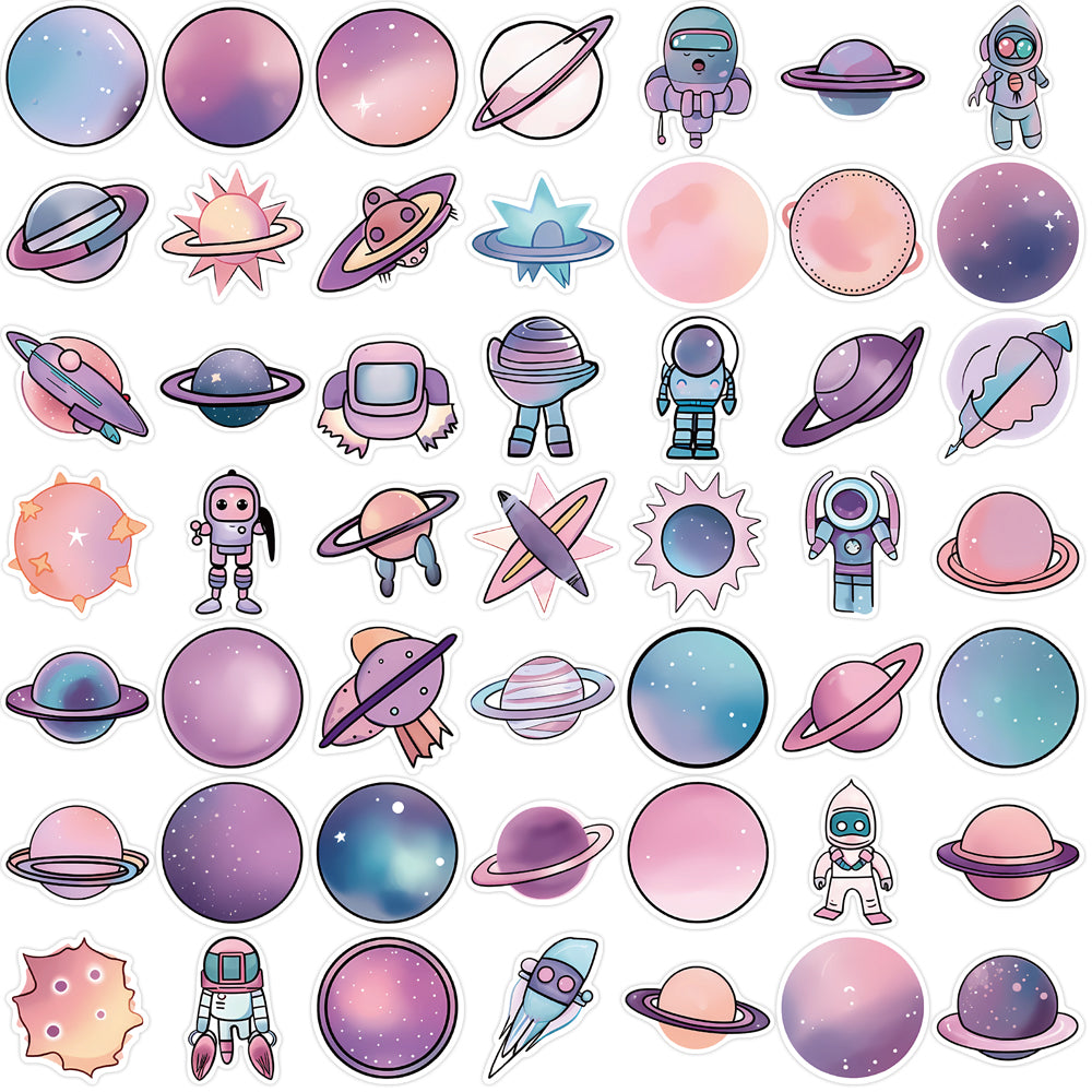 50pcs Planet Astronauts Rocket Stickers