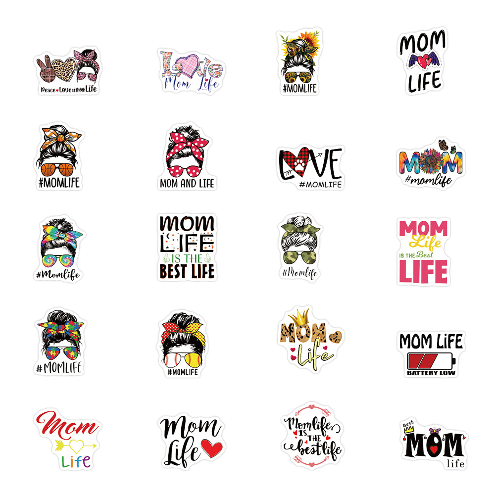 50pcs Mom Life Stickers Best Title