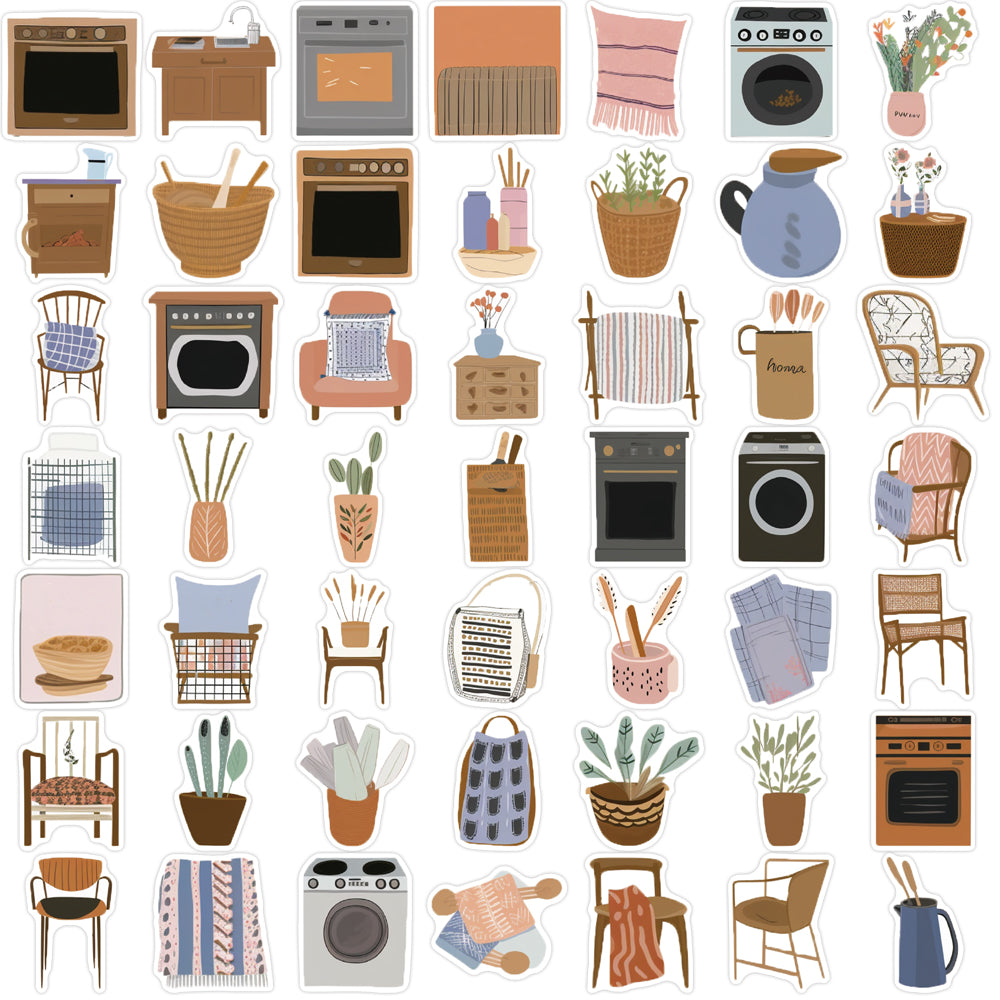 50pcs Scandinavian Minimalism Style Furniture Stickers