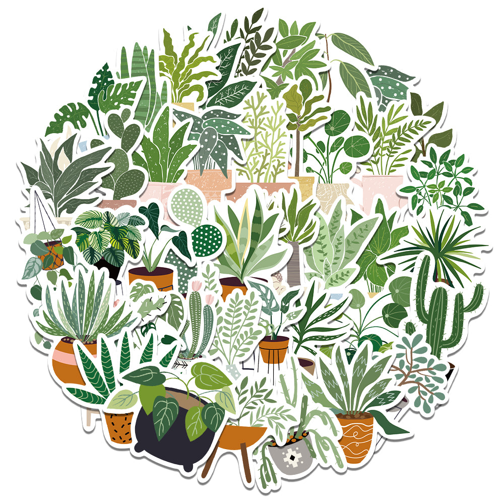 44pcs Potted Plant Cactus Stickers Assorted Houseplant