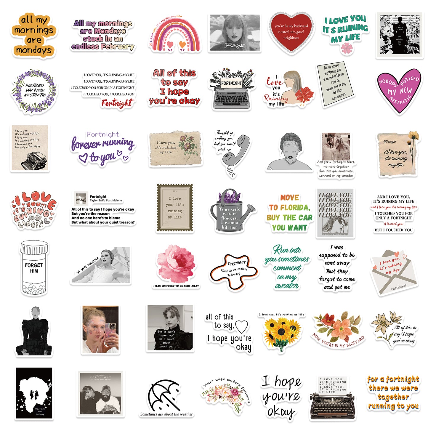 50pcs New Fortnight Taylor Swift Music Stickers