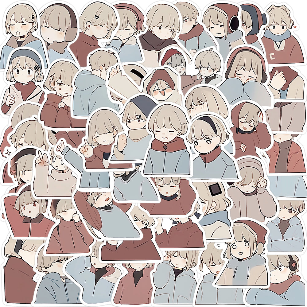 50pcs Cartoon Anime Couple Romance Stickers