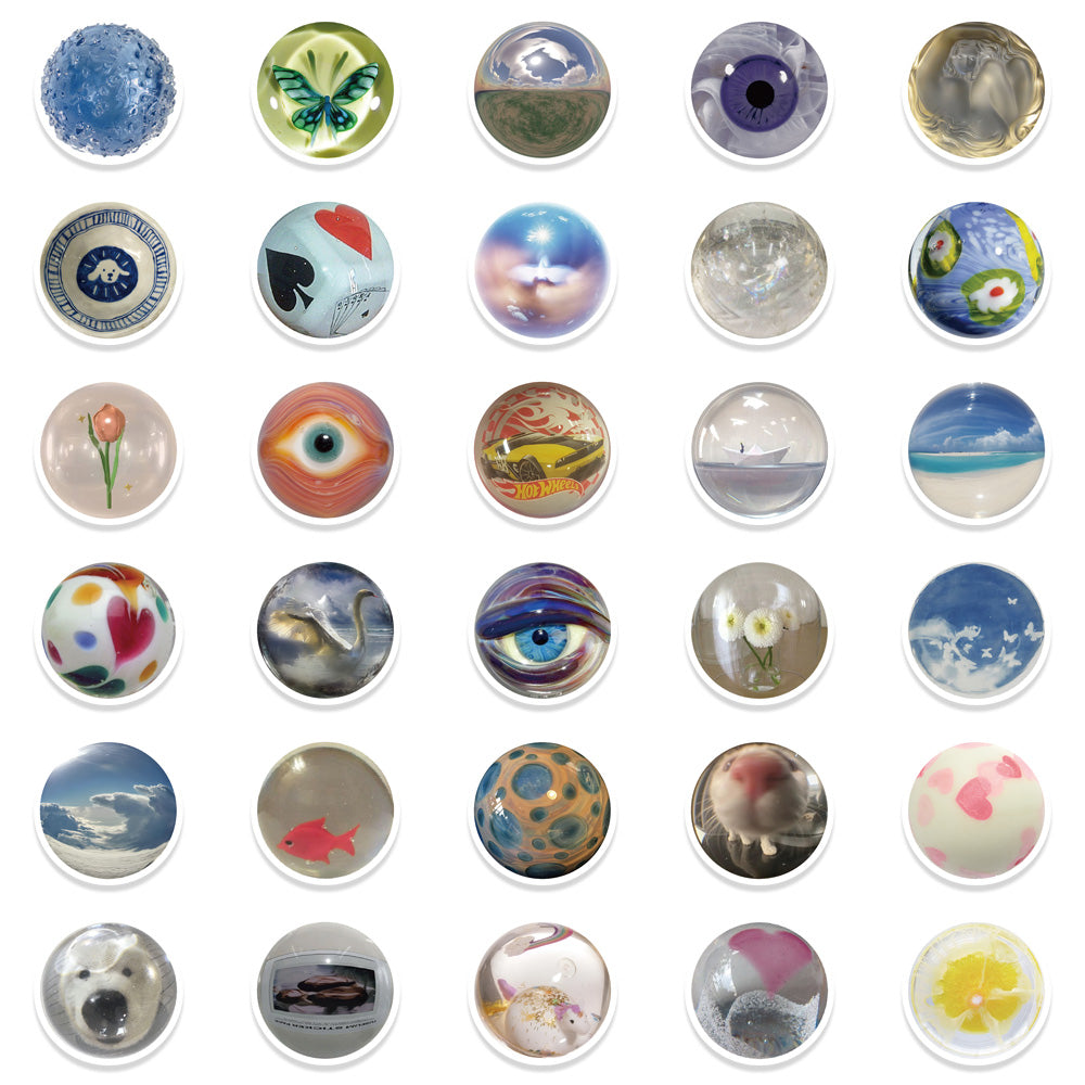60pcs Colorful Glass Beads Stickers Billiards Baseball
