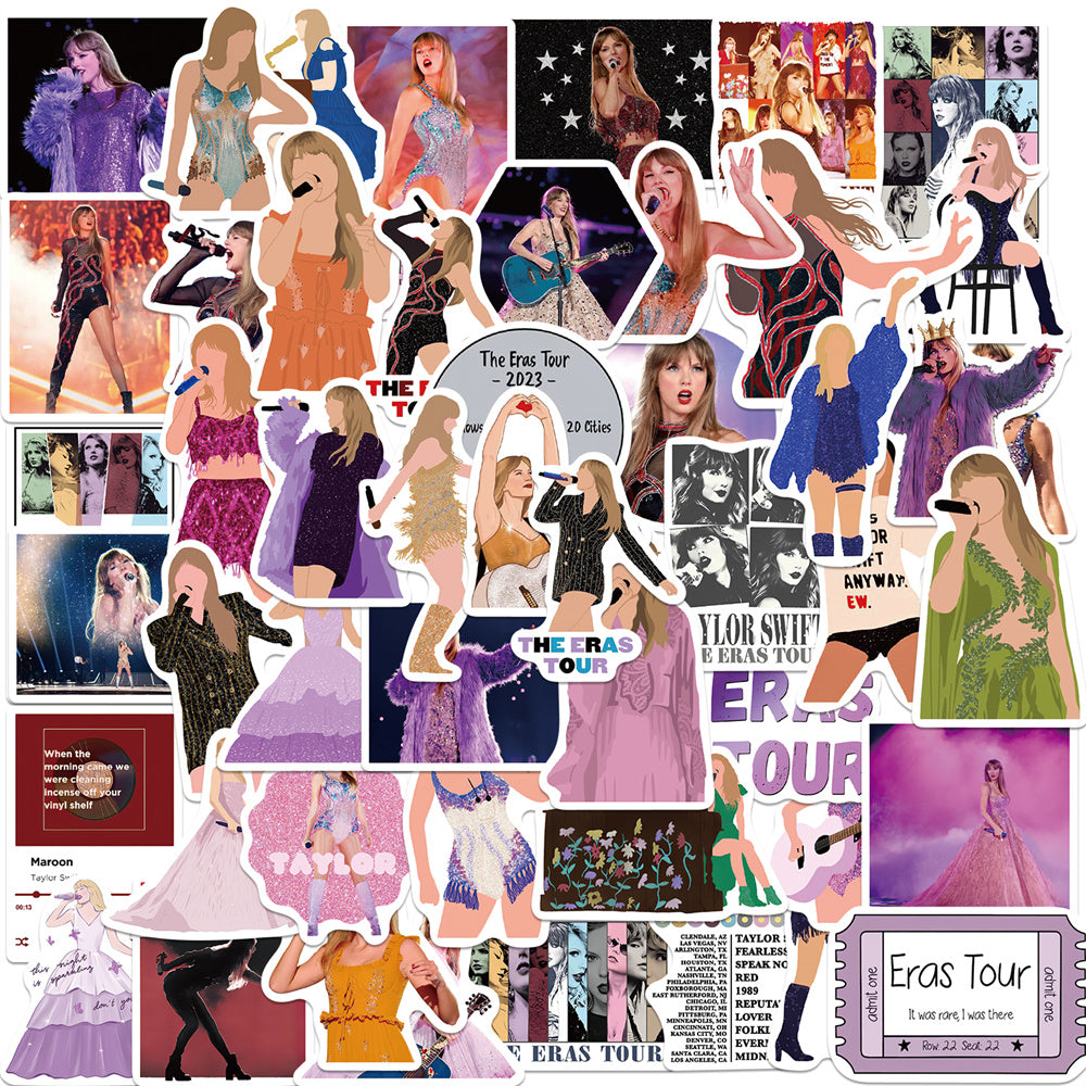 50pcs Taylor Swift The Eras Tour Stickers Pop Singer Concert Music