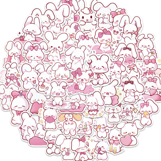 50pcs Pink Cartoon Bunny Kids Rabbit Stickers