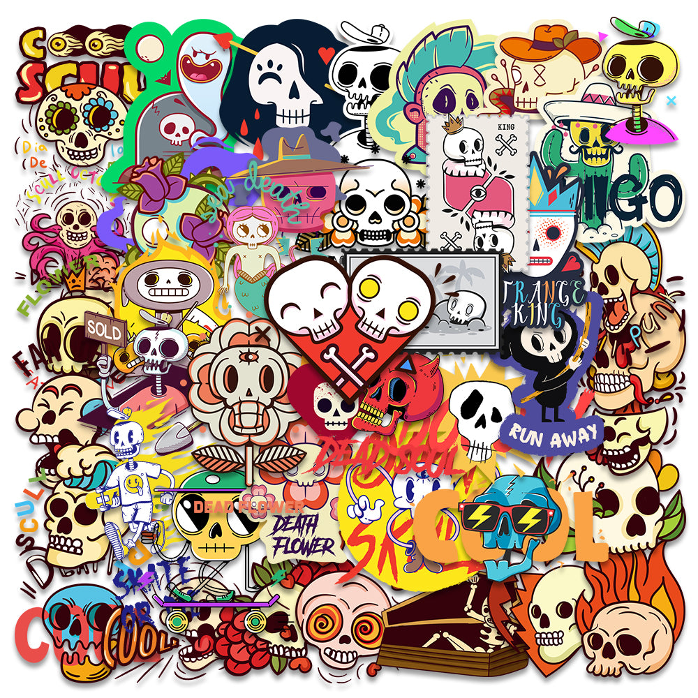 46pcs Cute Cartoon Skulls Stickers Waterproof Phone