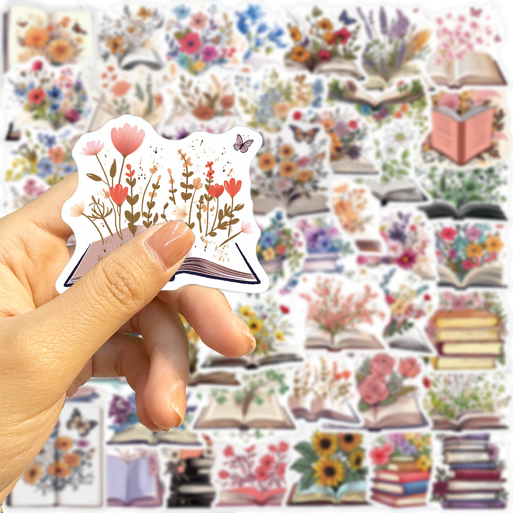 50pcs Books & Flowers Sunflowers Knowledge Stickers