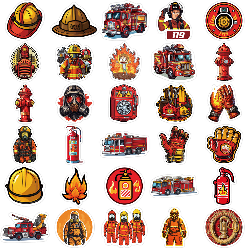 61pcs Firefighting Fire Hero Fire Engines Stickers