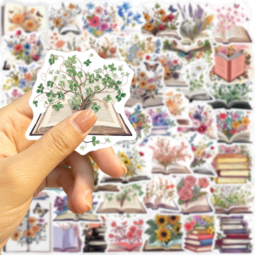50pcs Books & Flowers Sunflowers Knowledge Stickers