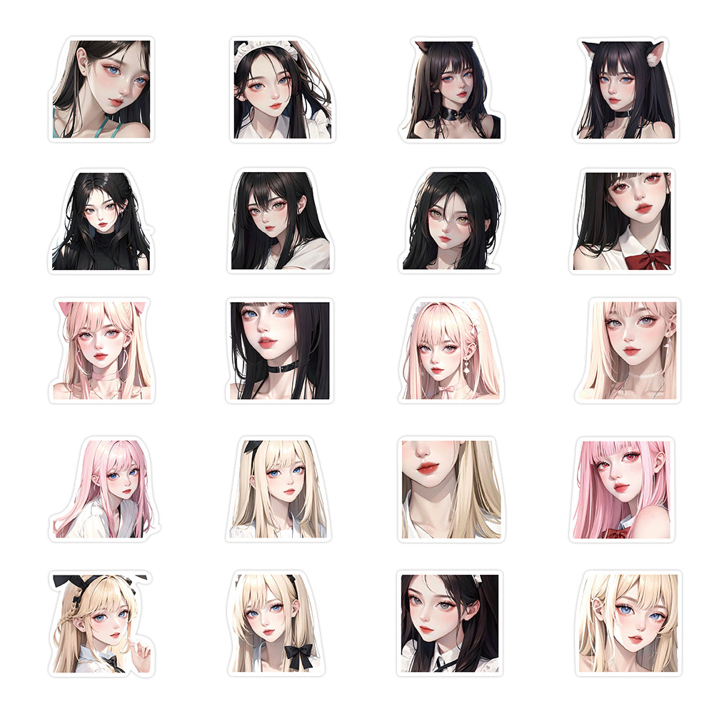 50pcs INS Sweet Girls Stickers Anime Avater