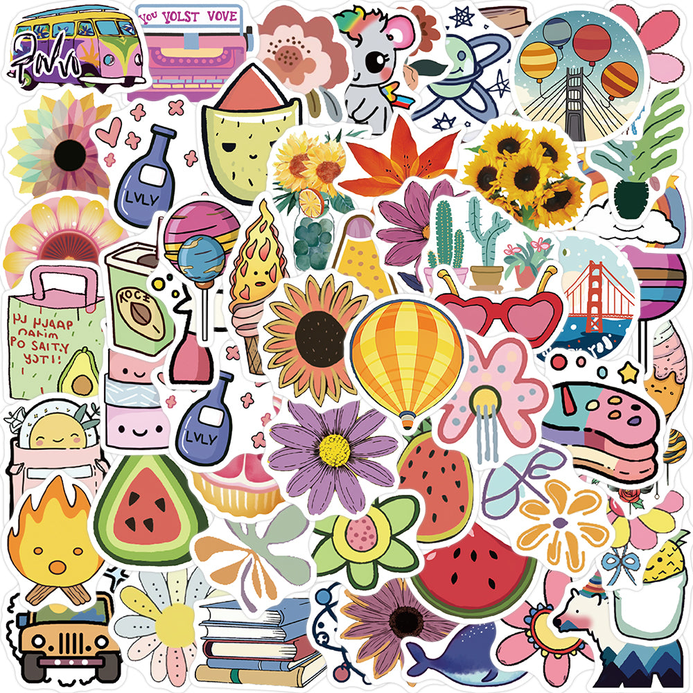 57pcs Cute Goods Lollipop Flowers Stickers