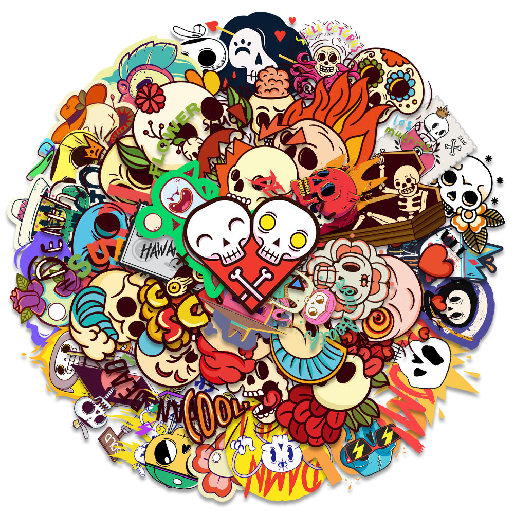 46pcs Cute Cartoon Skulls Stickers Waterproof Phone