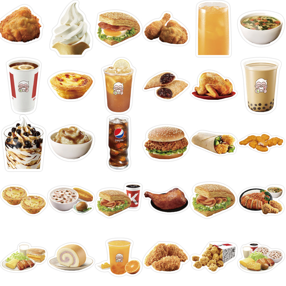 64pcs KFC Food Stickers Hamburger Custard Tart