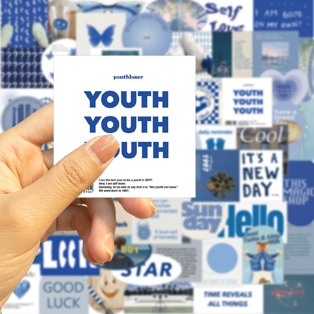 57pcs INS Style Blue Theme Scenery Stickers