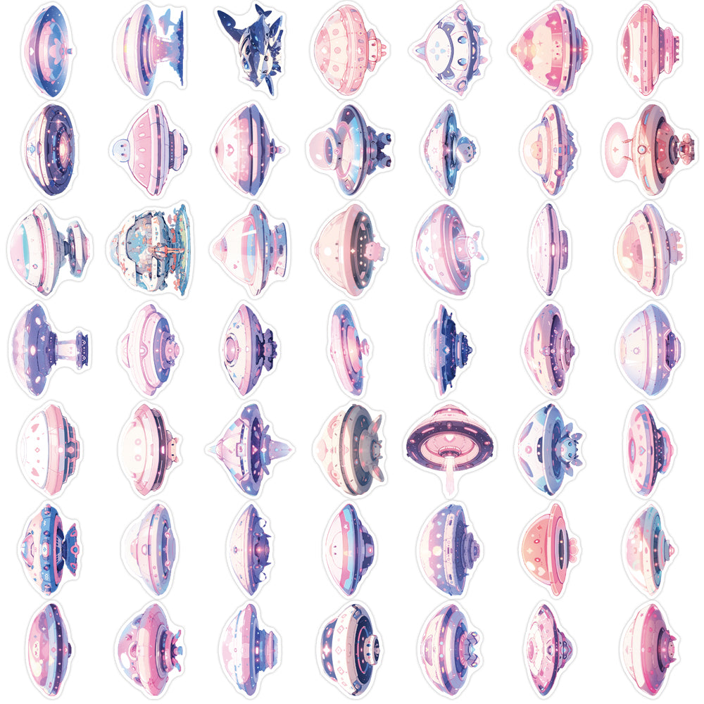 50pcs Dream Flying Saucer Outer Space Alien Stickers