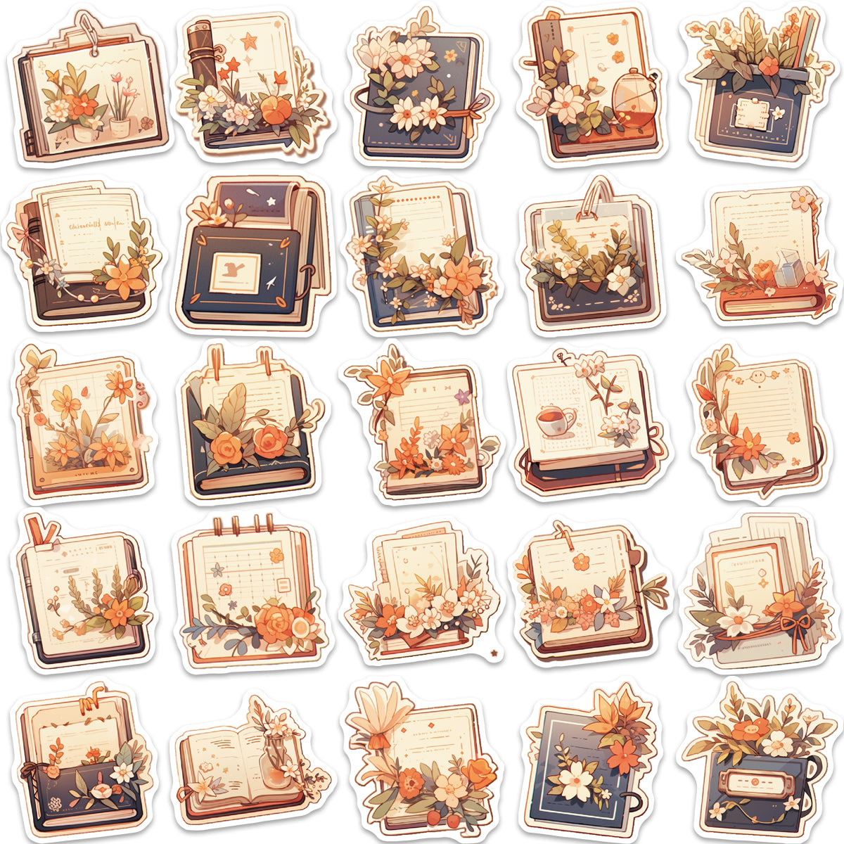 50pcs Books and Flowers Knowledge Plants Stickers