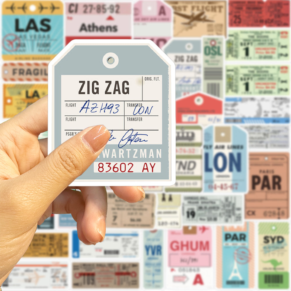 40pcs Boarding Pass Series Stickers Travel World