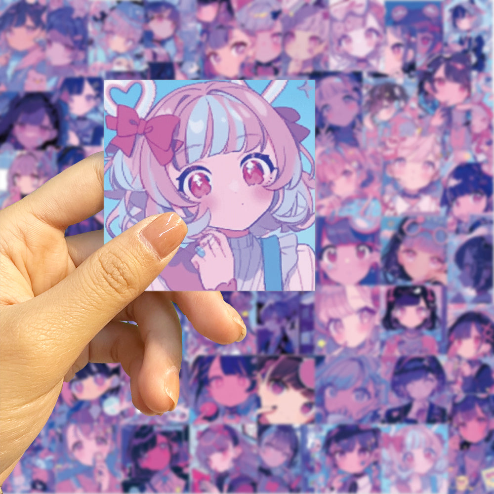 61pcs Steamwave Style Cartoon Anime Girl Stickers