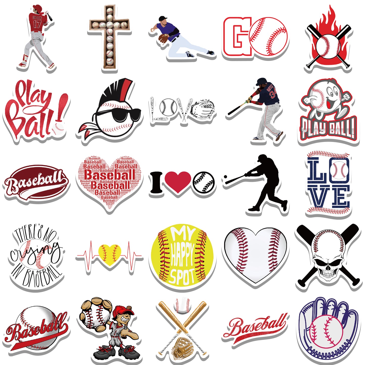 52pcs Baseball Stickers Sports Hit Hard