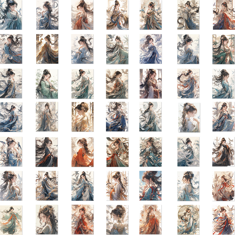 50pcs Ancient Anime Girls Stickers