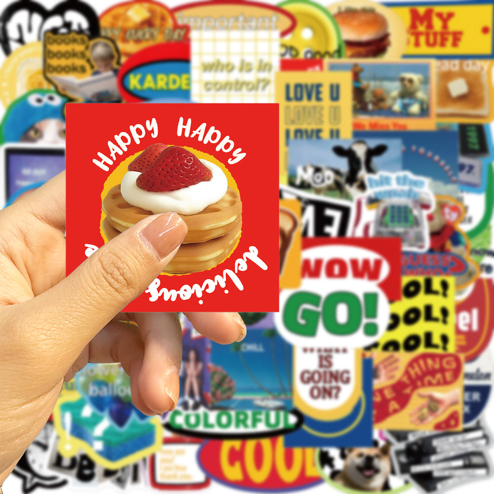 60pcs Retro Style Stickers Food Animals