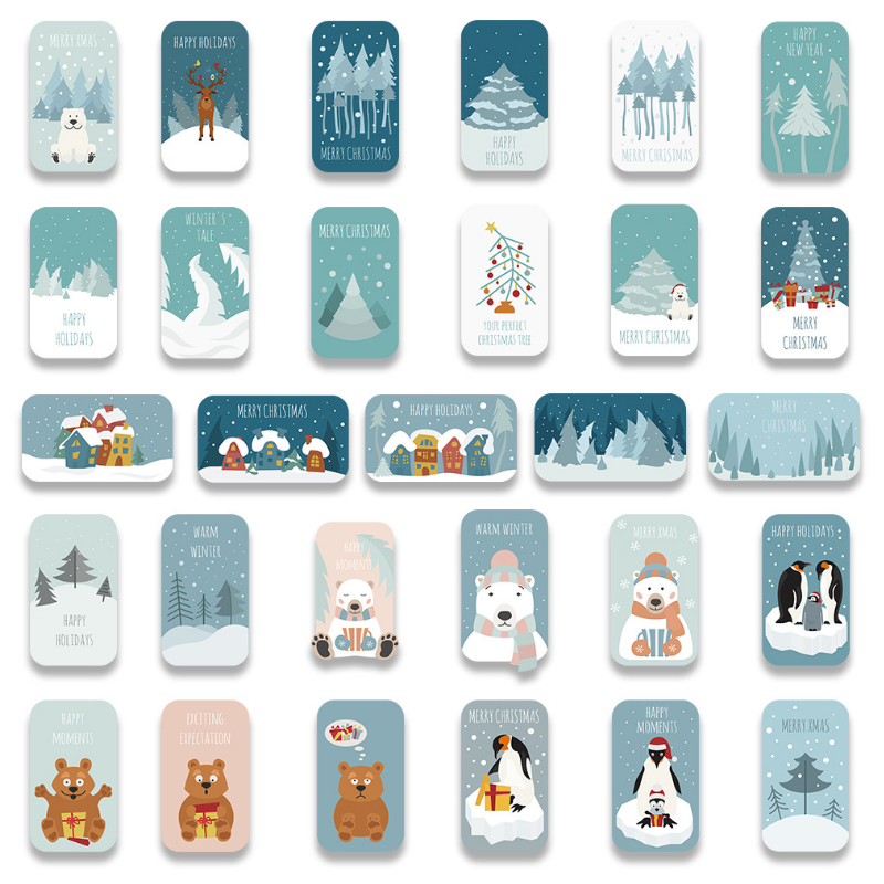 57pcs Winter Bears Stickers Cute Animals Merry Christmas