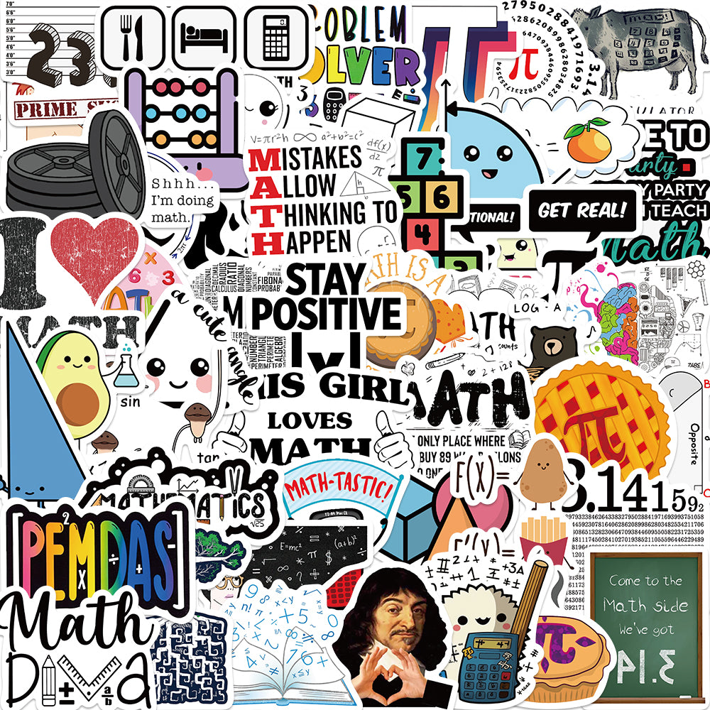 50pcs Mathematical Formulas Stickers Cute Angle Math