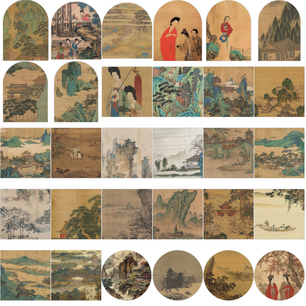 61pcs Retro Style Stickers Ancient Paintings