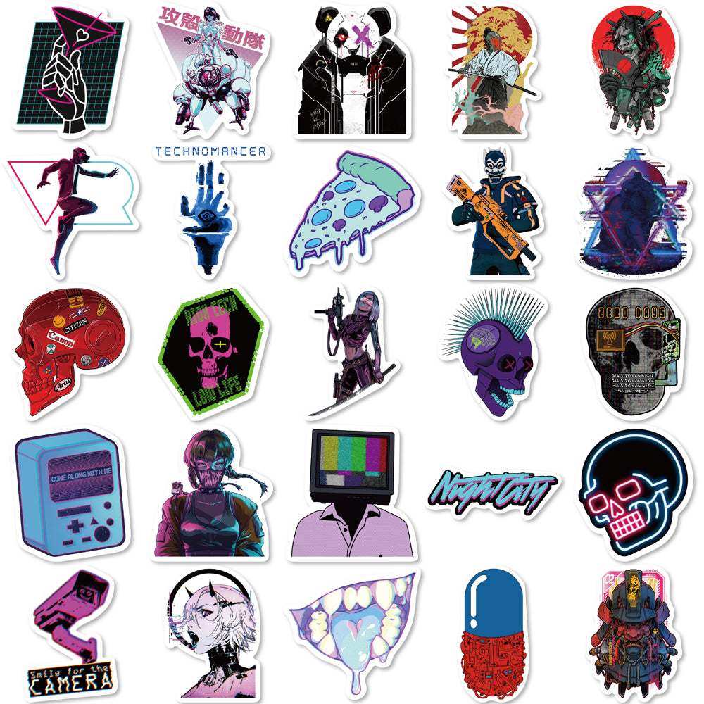 50pcs Cyberpunk Stickers Future Style Game