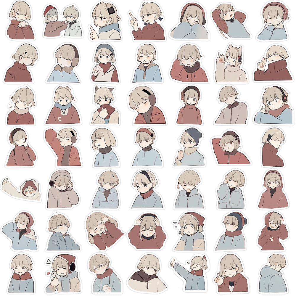 50pcs Cartoon Anime Couple Romance Stickers