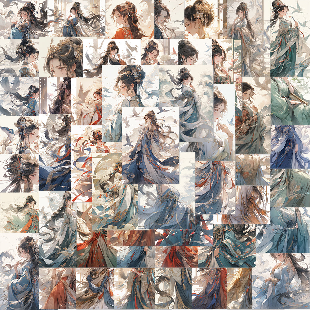 50pcs Ancient Anime Girls Stickers