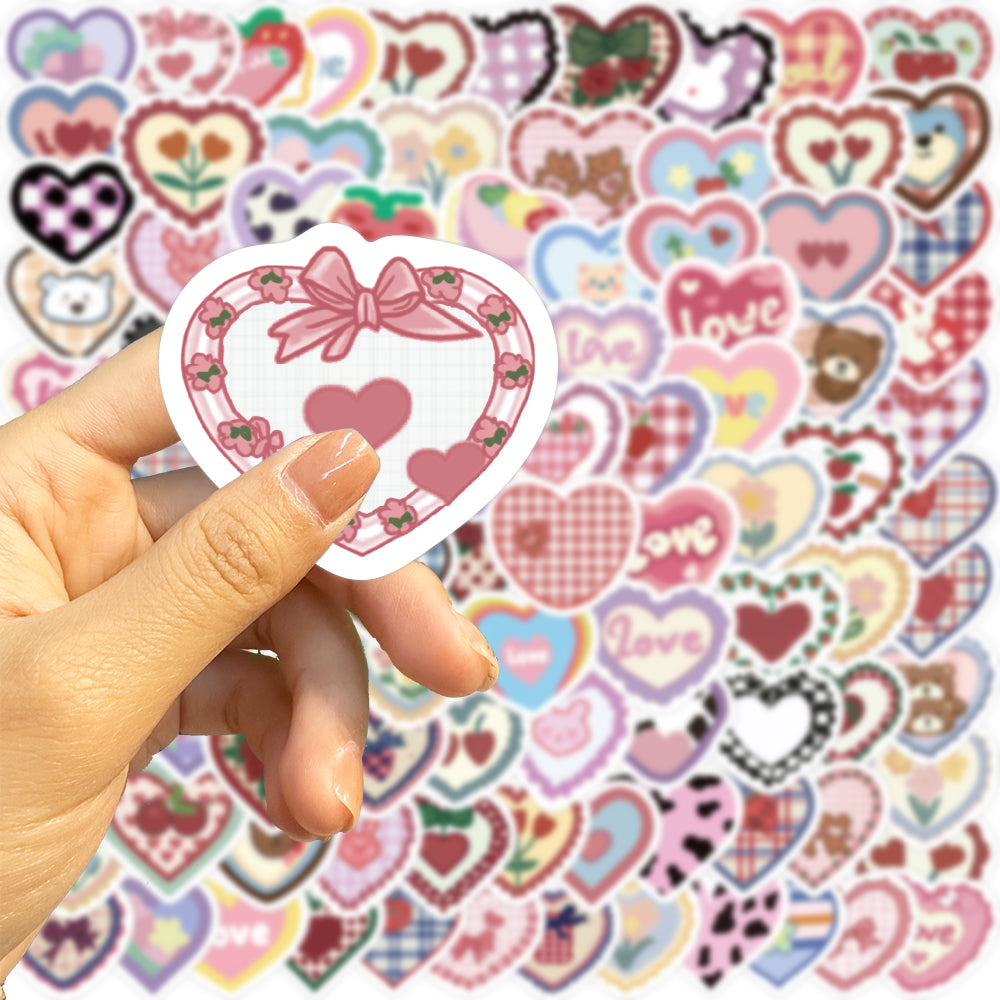 100pcs Colorful Love Heart Cartoon Stickers