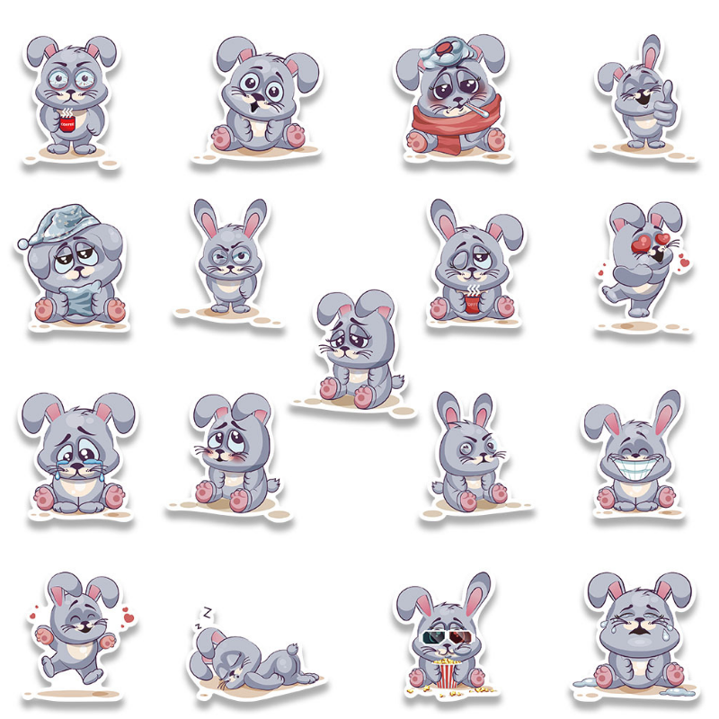 37pcs Cartoon Funny Bunny Stickers Cute Rabbits