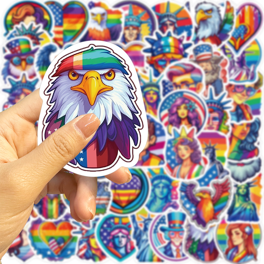 50pcs American Independence Day Rainbow Style Stickers