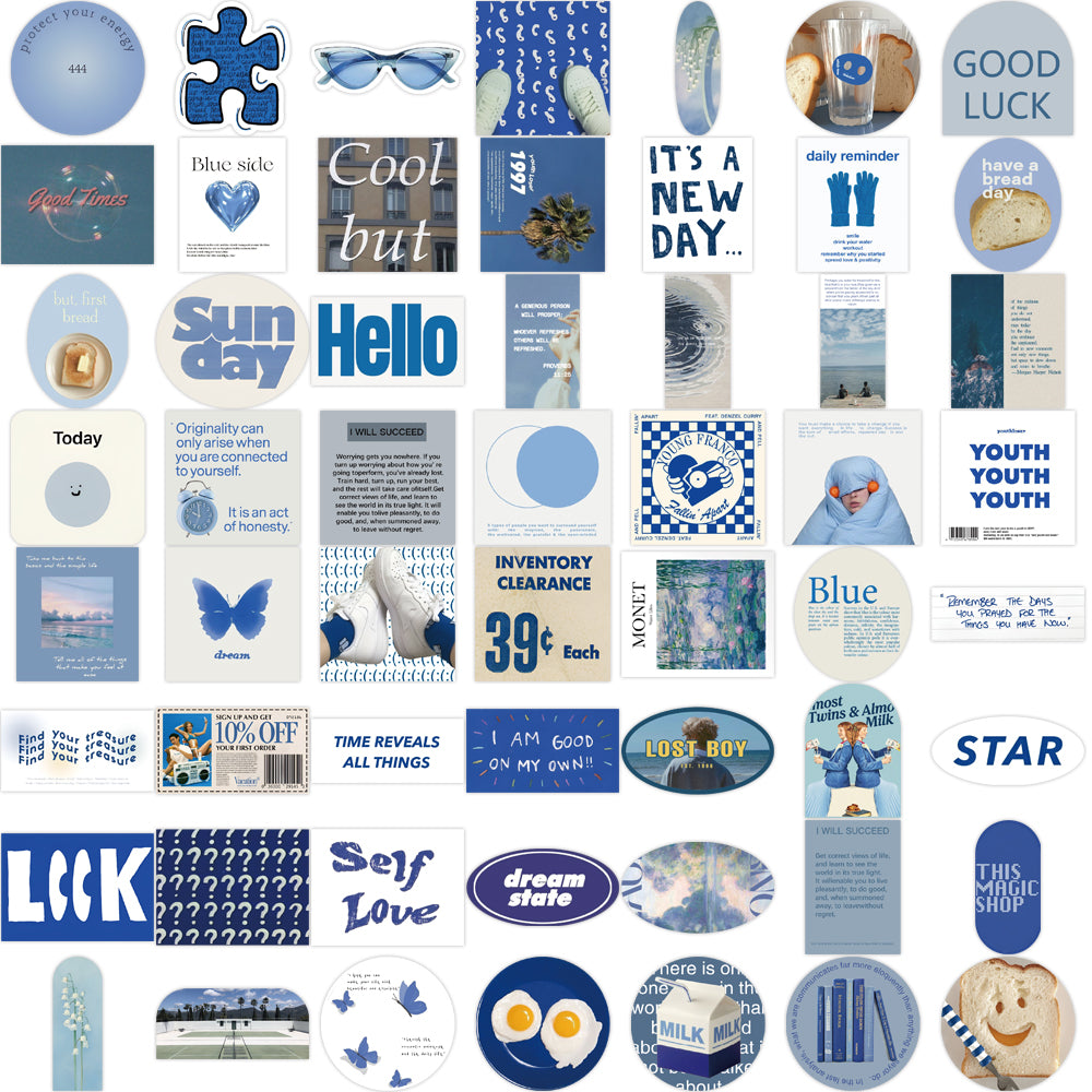 57pcs INS Style Blue Theme Scenery Stickers