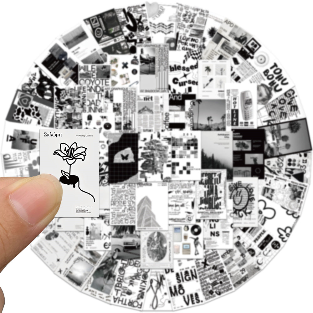 60pcs Black White Magazine Stickers Painting