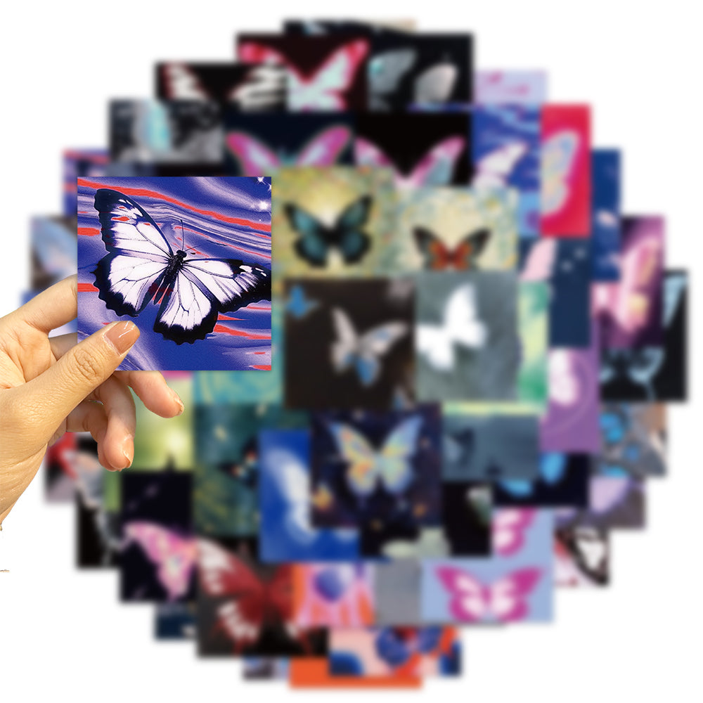 50pcs Psychedelic Butterfly Fly Insect Stickers
