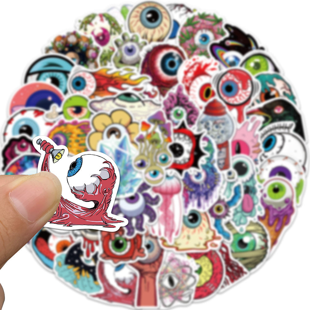52pcs Trippy Eyeball Stickers Horror Style