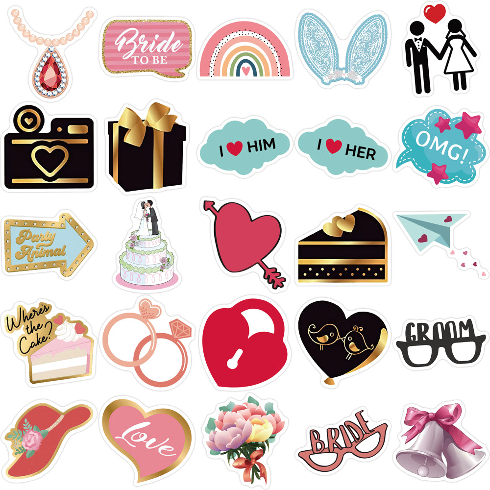 52pcs Marriages Stickers Love Heart Matrimonial Diamond
