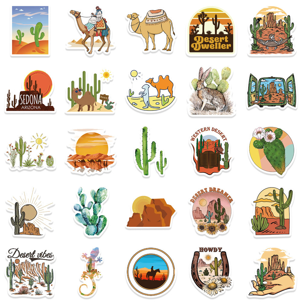50pcs Desert Stickers Sedona Cactus Ninny