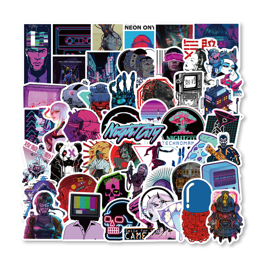 50pcs Cyberpunk Stickers Future Style Game