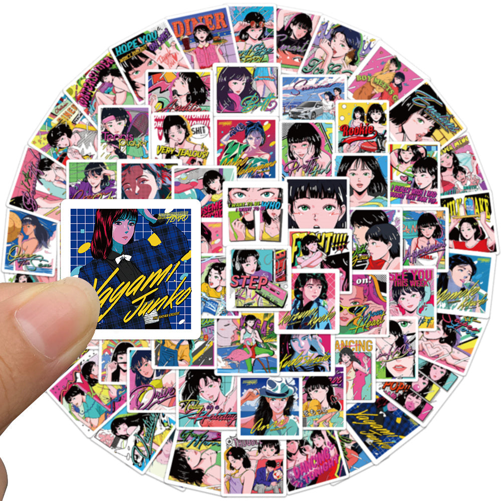 64pcs Retro Anime Girls Illustration Stickers