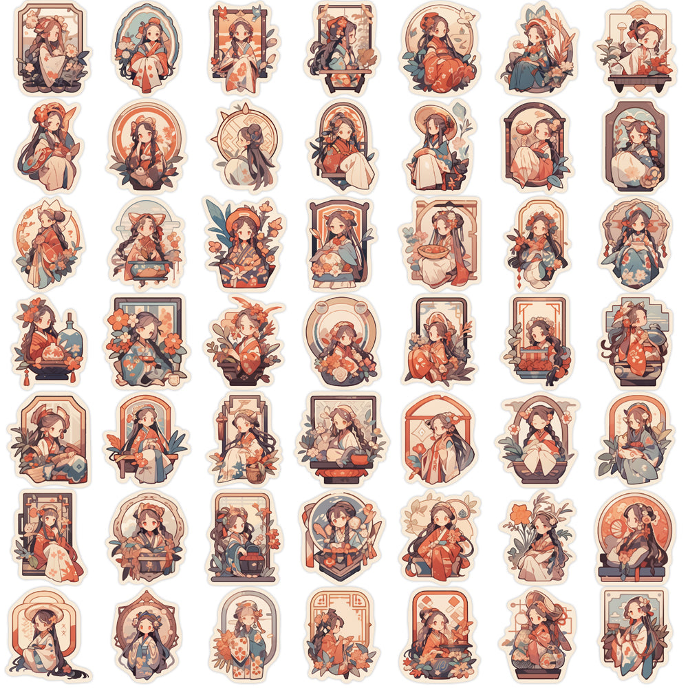 50pcs Kimono Anime Cute Girl Stickers