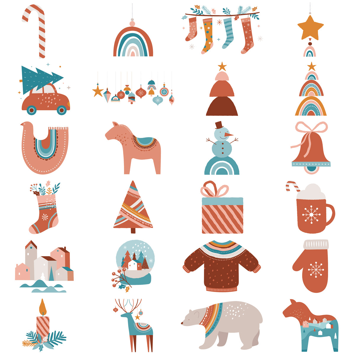 24pcs Christmas Pack 5 Stickers Christmas Stockings Winter Snow