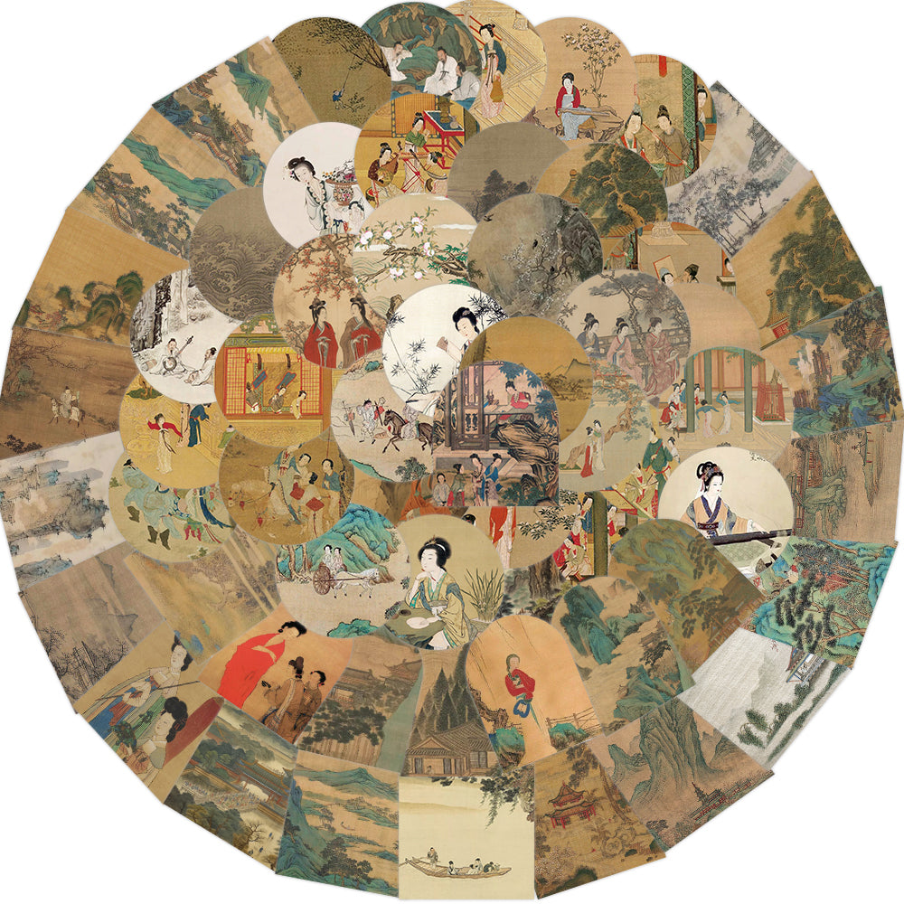 61pcs Retro Style Stickers Ancient Paintings