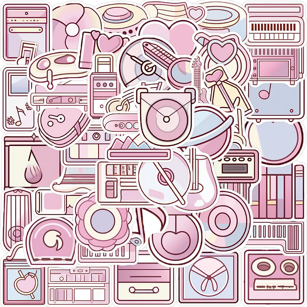 50pcs INS Pink Guitar Book Music Stickers
