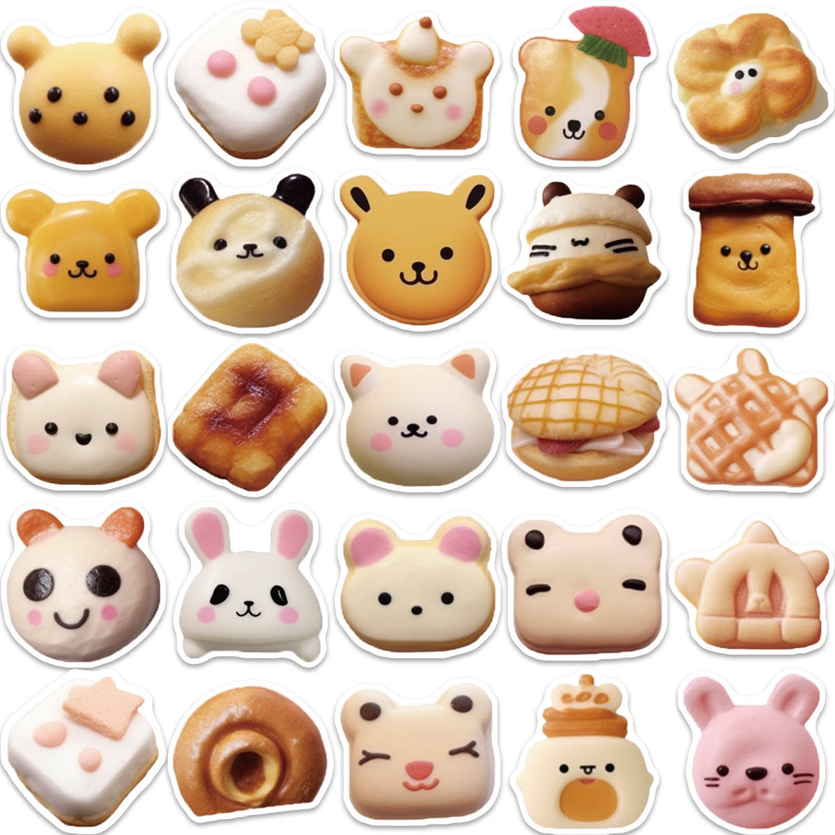 50pcs Bread Cookies Food Dessert Stickers