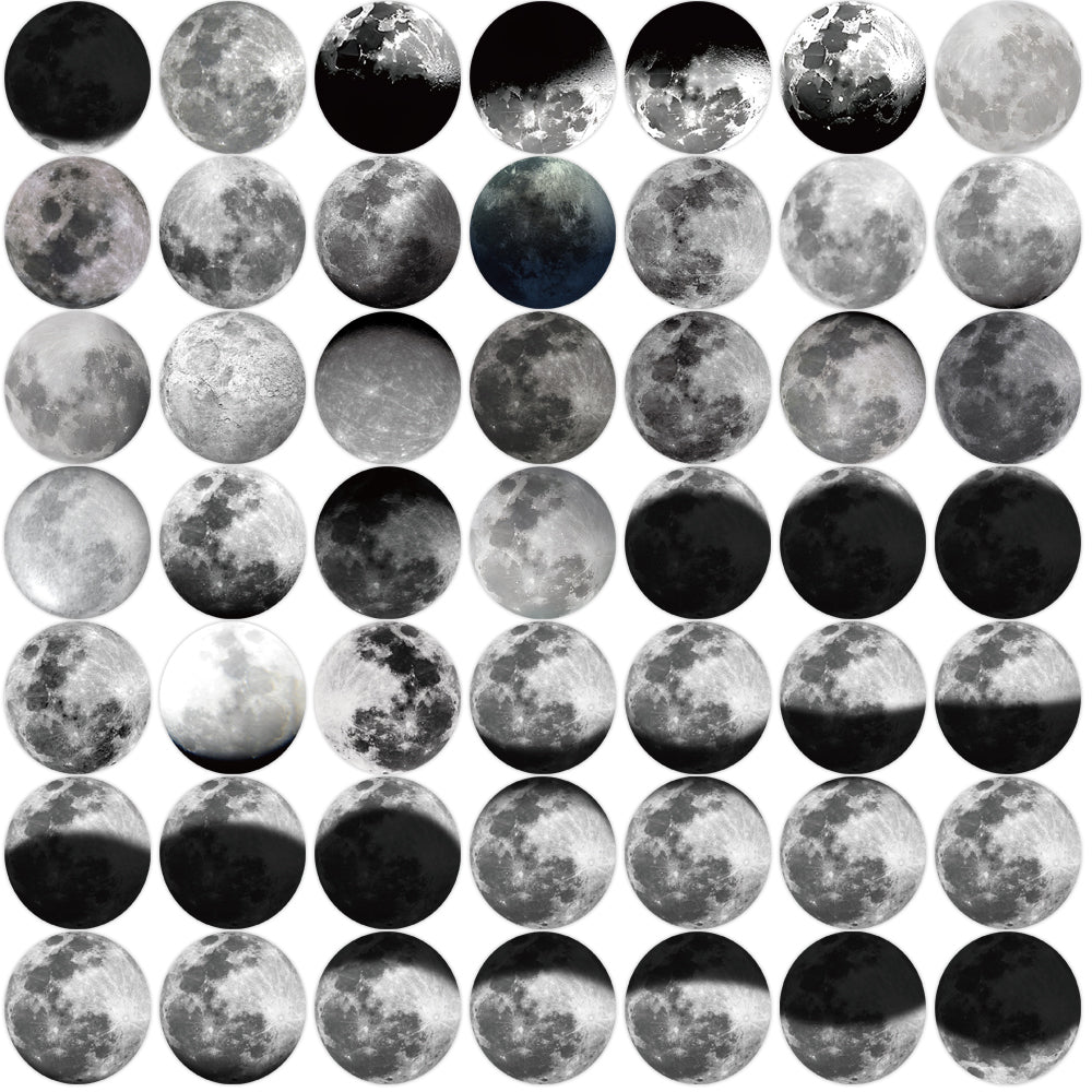 50pcs Moon Phase Stickers Moons Scenery