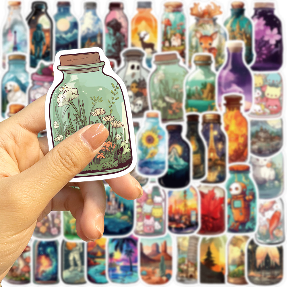 50pcs Bottle World 2 Castle Animals Sugar Stickers